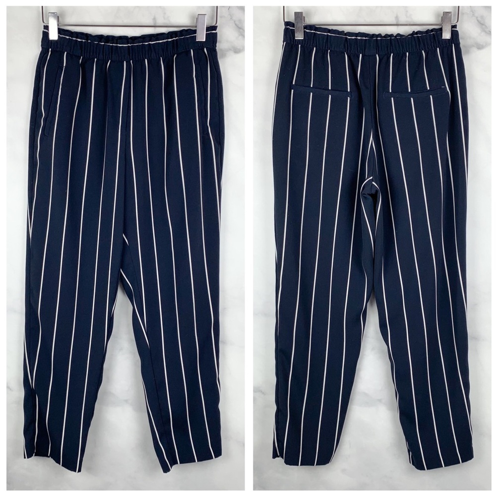 H&M Navy and White Striped Track Pants